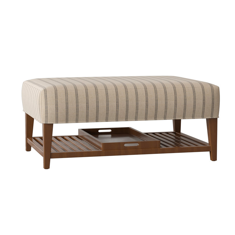 Carly Ottoman, Peyton Navy Performance Twill, Pecan
