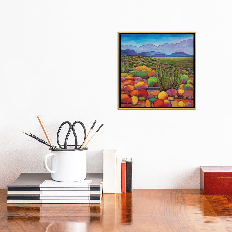 "Organ pipe" par Johnathan Harris, reproduction d’art, H 37 po x l 37 po x P 1,5 po, Toile encadrée d'or, Pas de tapis