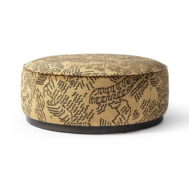 Sinclair Large Round Ottoman, Balkan Ochre Rayon / Viscose