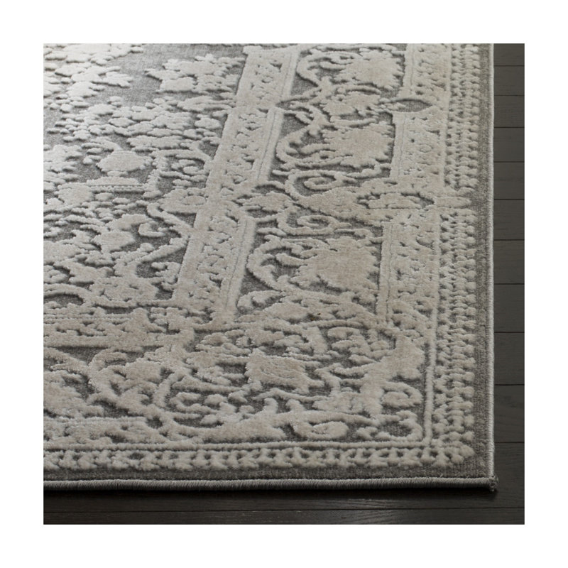 Calidia Oriental Dark Gray/Cream Rug, Runner 2'3" x 12'