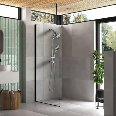5 Inch Rain Shower & 7-Spray Handheld , 26" Adjustable Slide Bar, 1.8Gpm Dual Flow, Approved, Installation, Black Finish, Stainless Steel 7 Function Spray Modes For A Pleasant With Flow , Ideal