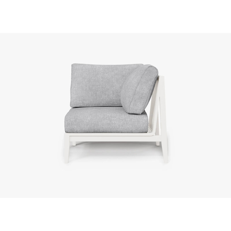 White Aluminum Outdoor Corner Chair - Left; Pacific Fog Gray