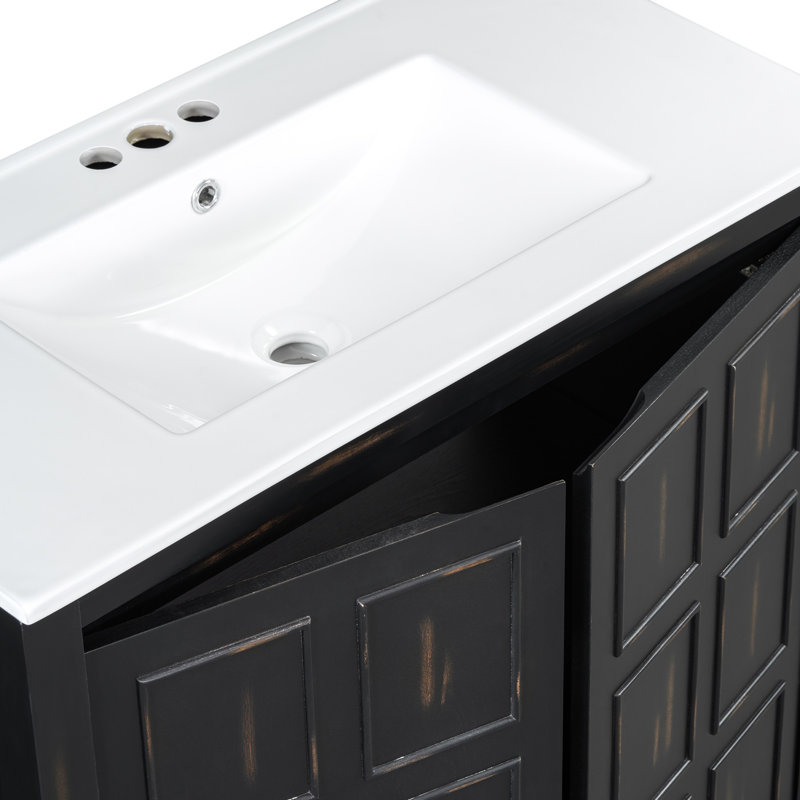 Organisateur de meuble-lavabo avec lavabo en céramique