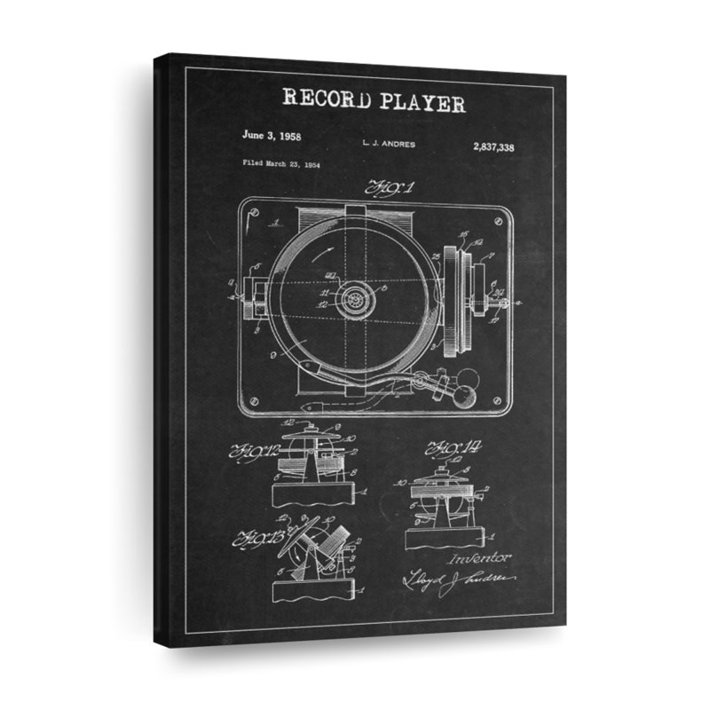 Impression sur toile pour tourne-disque, H 24 po x l 16 po x P 1,25 po