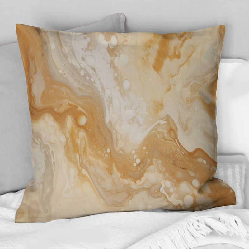 Crème marbrée Melody IV - Coussin décoratif à imprimé abstrait