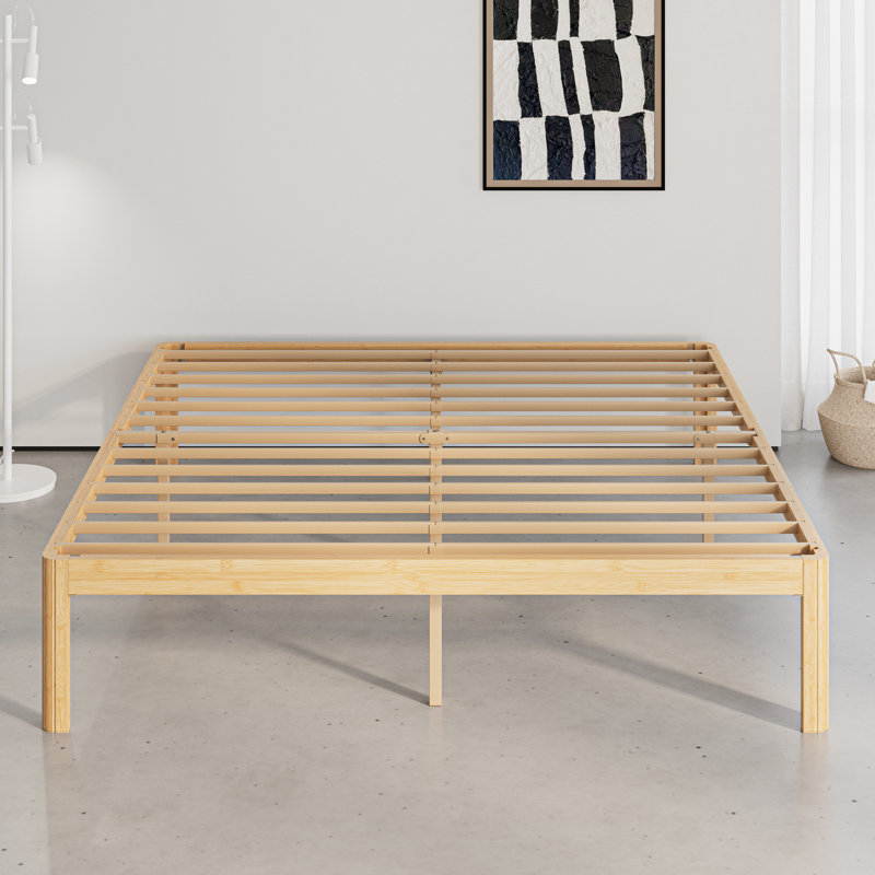 14" Heavy‑Duty Carbonized Bamboo King Platform Bed Frame with Iron Legs, Moisture‑Resistant Panels, 1500 lbs Capacity, King