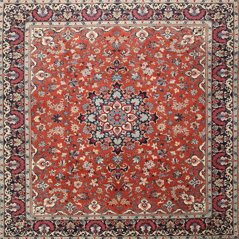 Tapis décoratif mauve/orange DiGiovanni oriental, Carré 6 pi