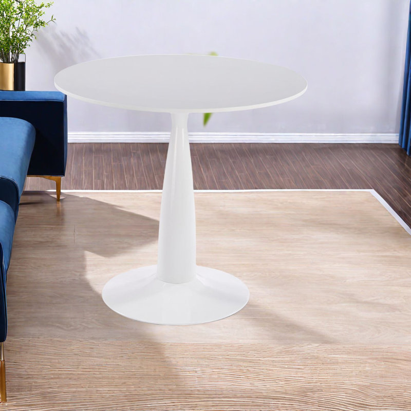 Table de salle à manger multifonctionnelle moderne de 31,5 pouces avec plateau en MDF blanc, style Mid-Century pour la cuisine et le salon