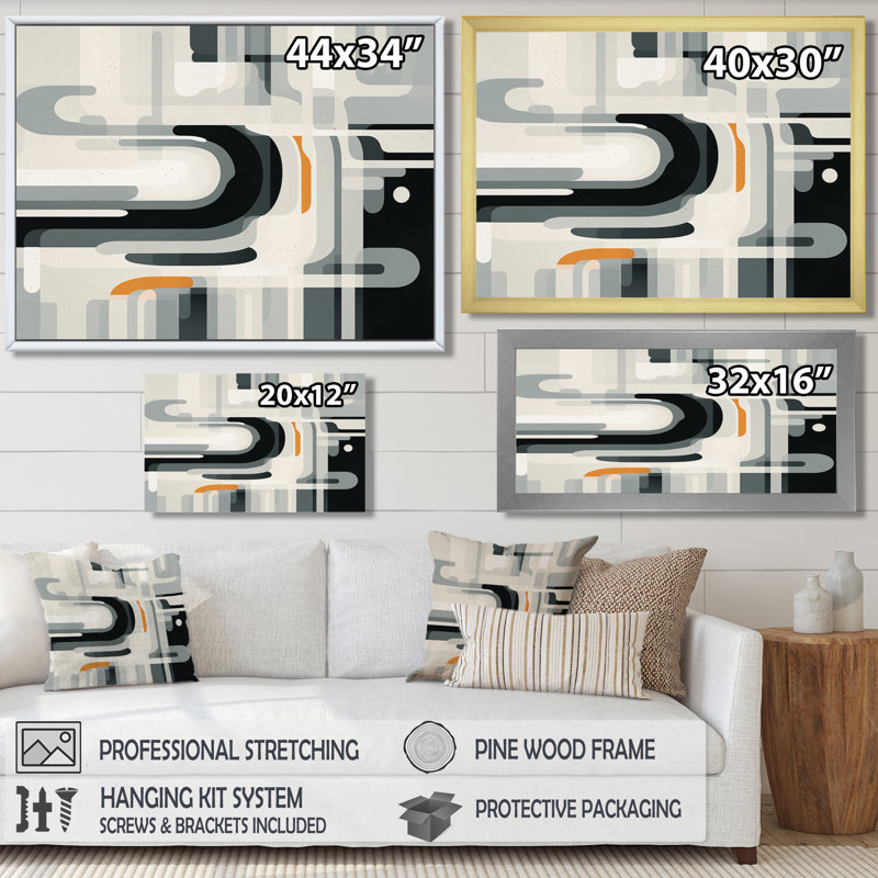 Mind Map A Touch Of Orange - Minimalisme, art mural, Toile tendue, H 12 po x l 20 po