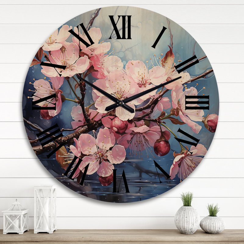 Horloge murale en bois massif Vernetha, Très grand