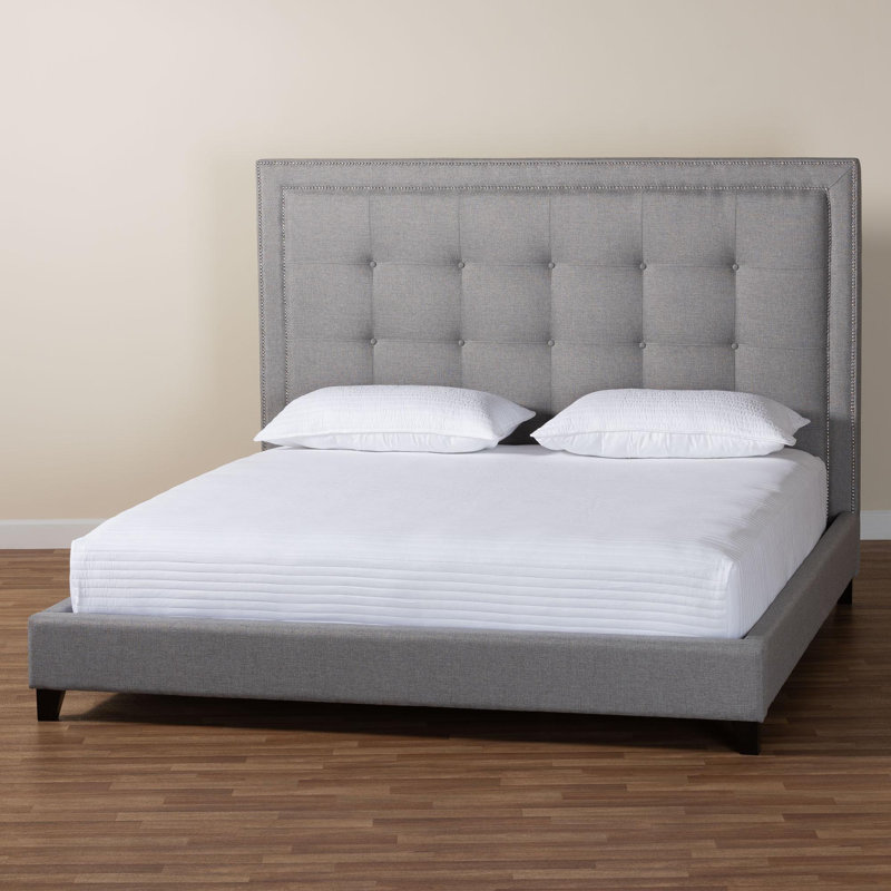 Chelsia Upholstered Platform Bed, King, Gray