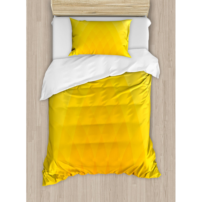 Burnt Orange Geometric Triangle Mosaic Queen Duvet Cover Set