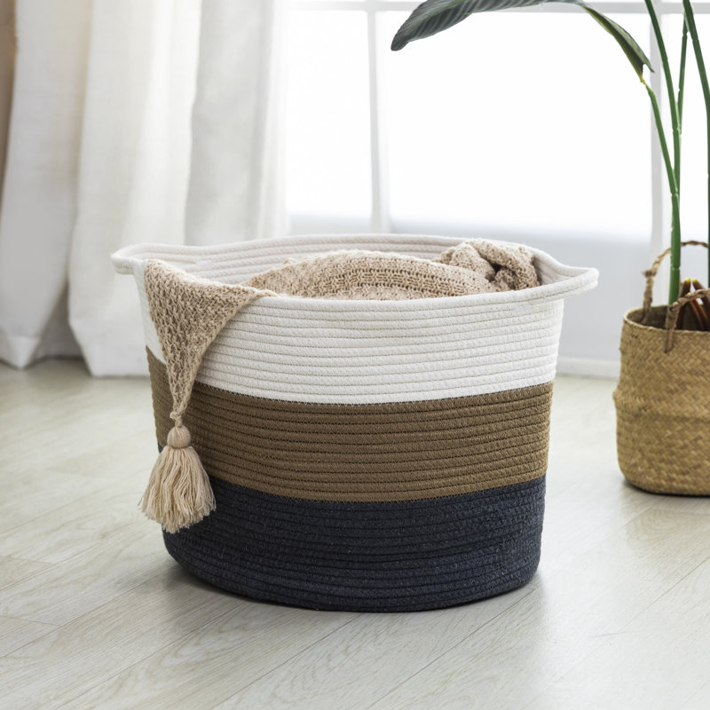 Panier à linge, Blanc / brun / gris