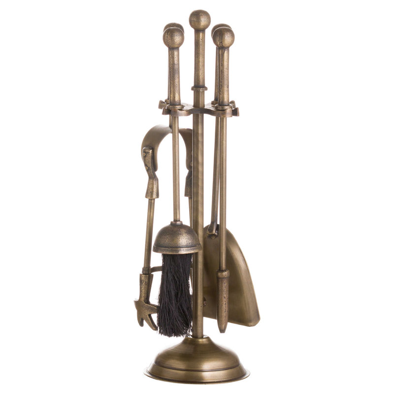 Gaeta Steel Fireplace Tool Set, Pewter