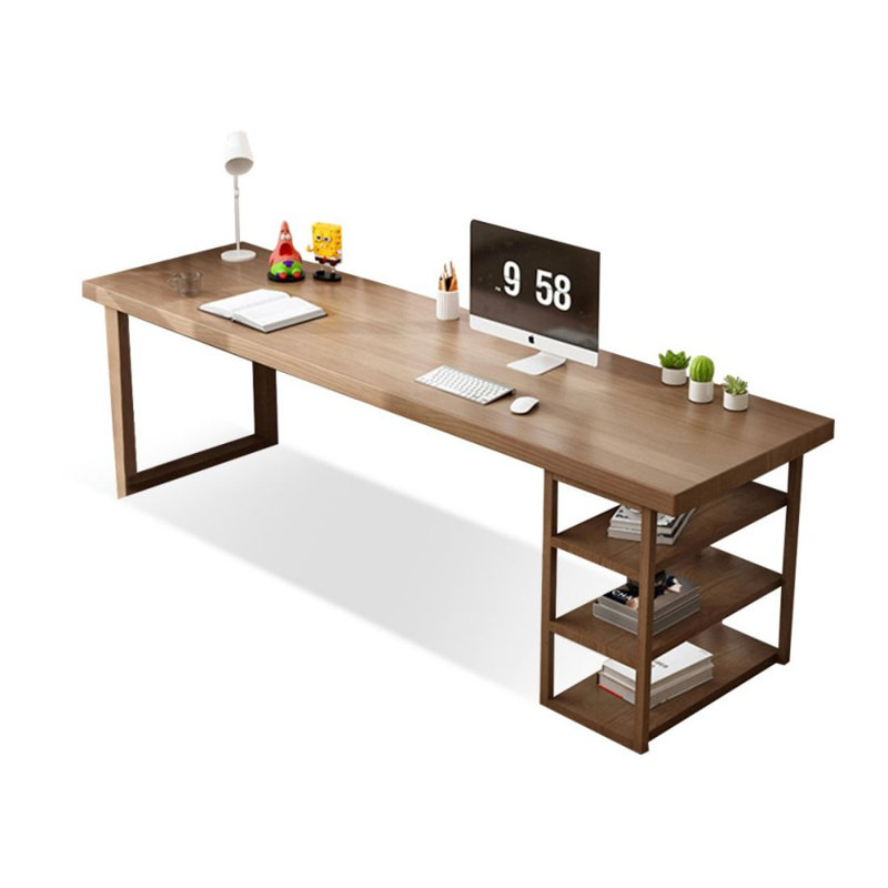 Bureau en bois massif et bibliothèque intégrée, 29.53" H x 78.74" W x 23.62" D