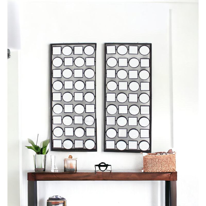 30" X 12" X 1" Dark Bronze Finish Mirrored Metal Wall Plaque Set