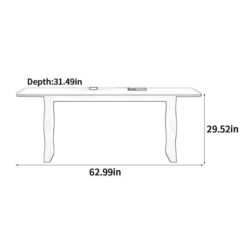 Medieval Style Rectangular Dining Table, 29.52"H x 62.99"L x 31.49"W