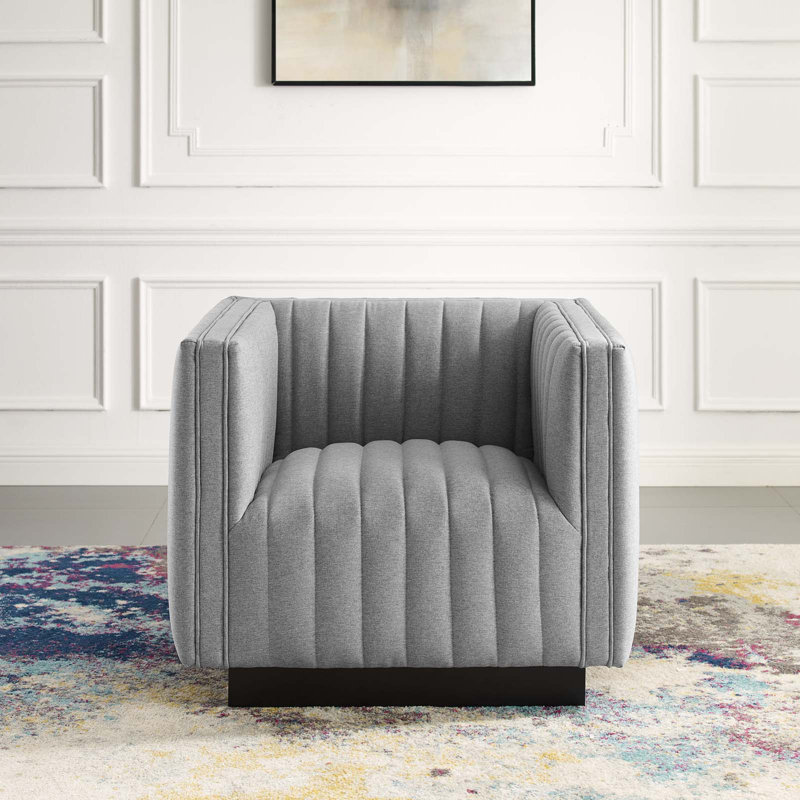Fauteuil Modway Conjure, Velours gris pâle