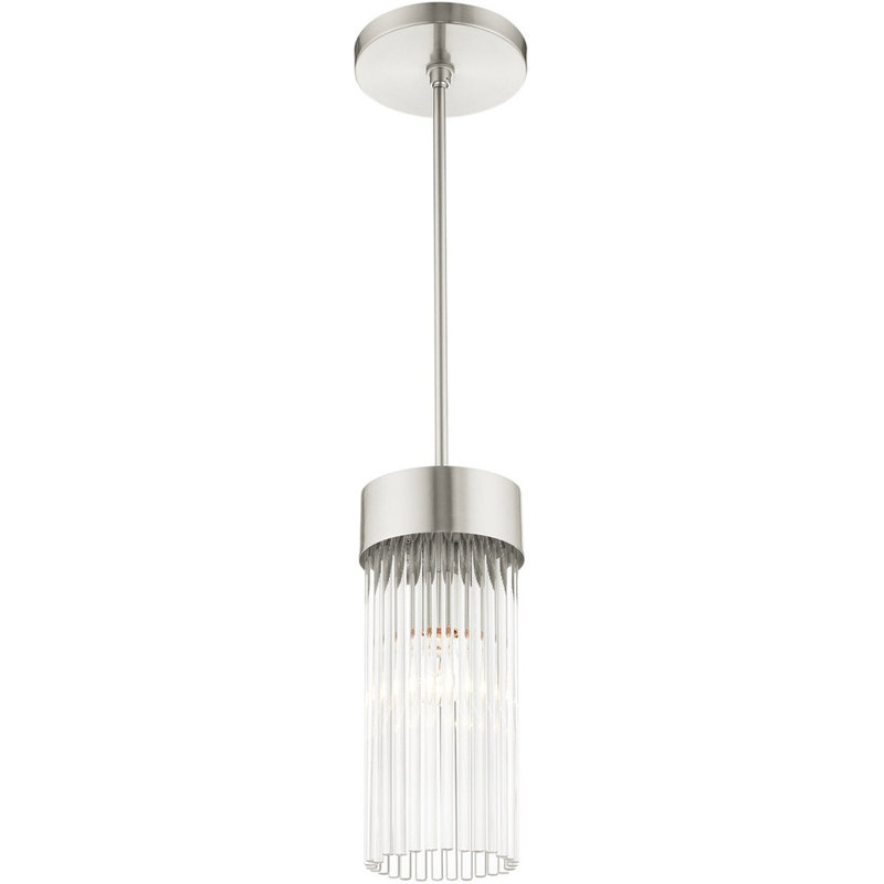 Brushed Nickel Crystal Drum Pendant Light