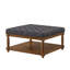 Grande table basse avec repose-pieds carré en lin capitonné et grand repose-pieds avec tablette en bois massif-125537985