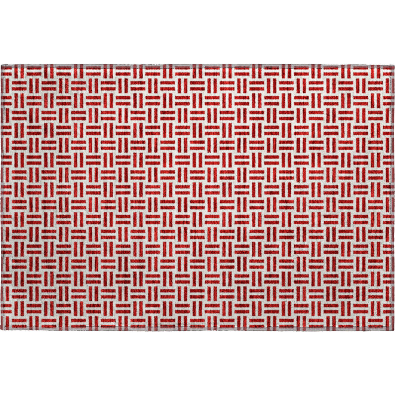 Tapis rouge lavable à la machine de qualité supérieure Prisco, Rectangle 1 pi 8 po x 2 pi 6 po
