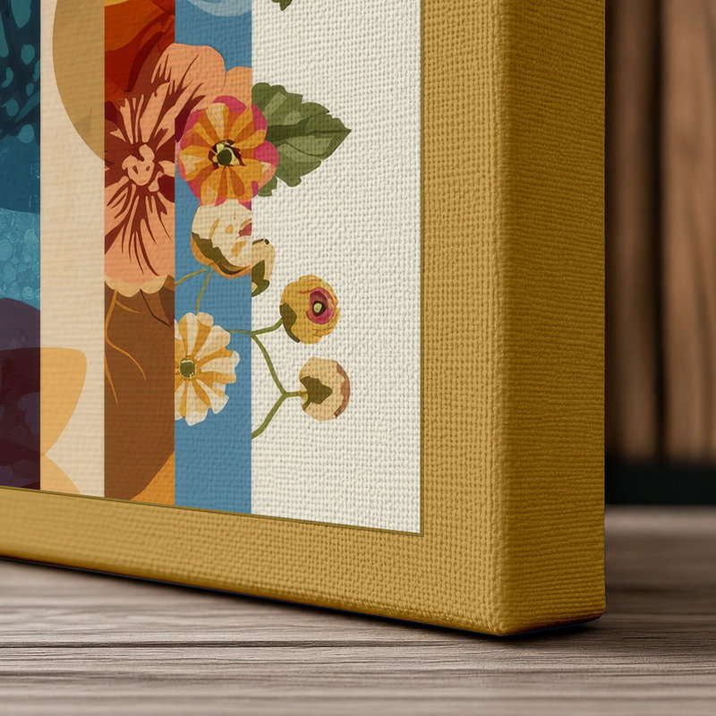 Striped Botanicals Botanical - Wrapped Canvas, 18x12 - 45.7 x 30.5 cm, Ochre Border