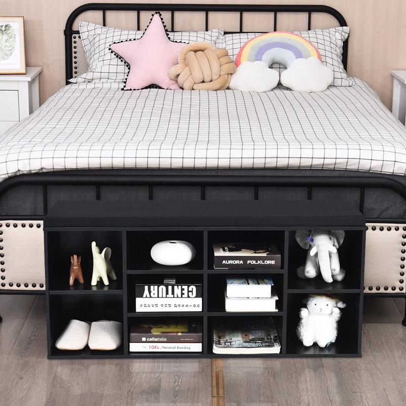 10 Pair Shoe Storage Bench, Black