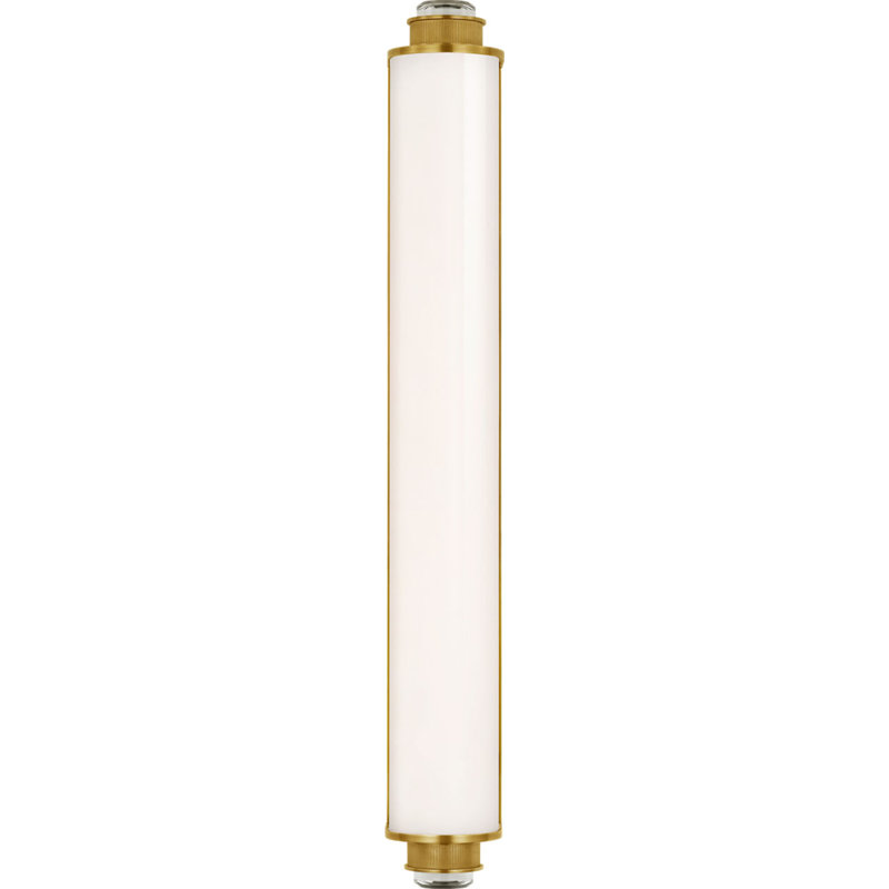 Percy Linear Bath Sconce with White Glass, 28.5" H x 3.75" W x 4" D, Soft Brass
