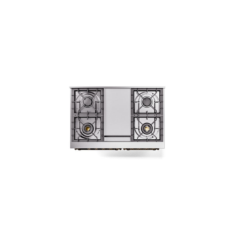 ILVE Nostalgie II 40 in Dual Fuel Range, Natural Gas, Blue Gray/Bronze