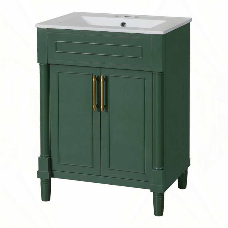 Meuble-lavabo 24 po avec lavabo en céramique, Vert