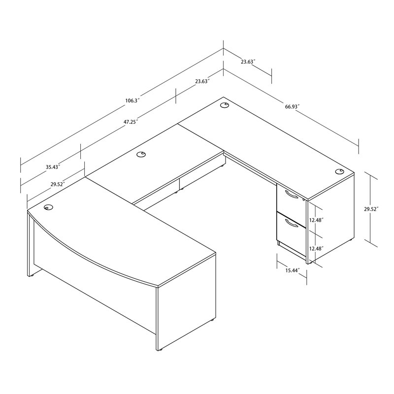 Ojavi U-Shaped Executive Desk, Gray