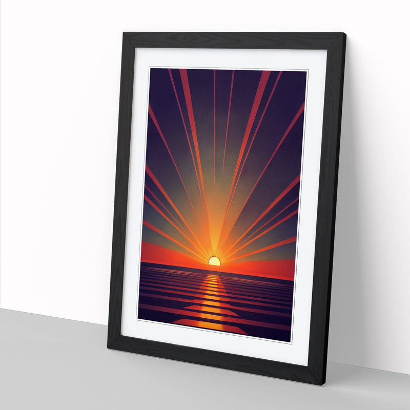 Sunset Industrial - Single Picture Frame Print, 34cm H x 25cm W x 2cm D, Walnut