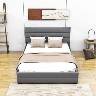 Queen Size 2 Drawers Upholstered Platform Bed with Trundle -  Latitude Run®, 5C408FA086744C43928B7DB57914F8EB