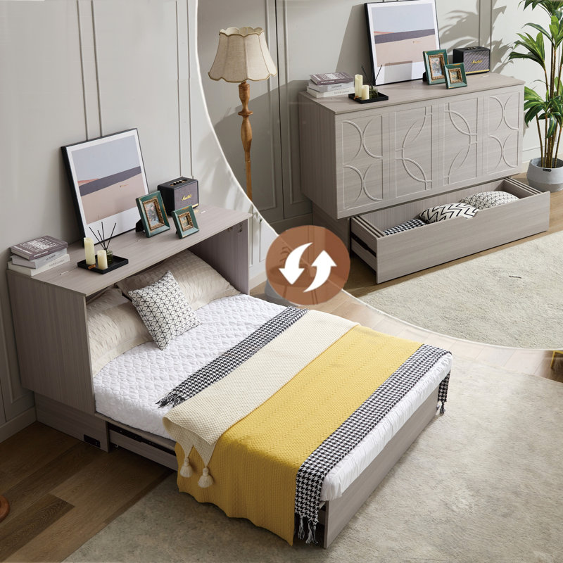 Cabinet Bed With Storage Bed, Gray