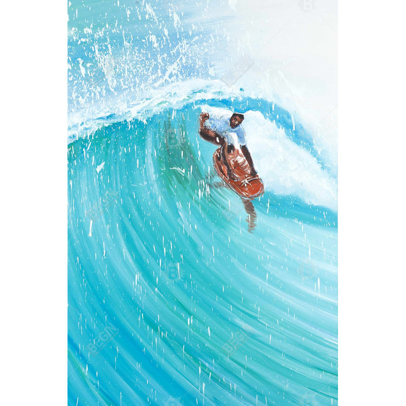 Surfer in the middle of the wave Bath Mat with Non-Slip Backing - Quick Dry Memory Foam Bathroom Rug - Absorbent - Modern Plush Spa-Style - Machine Washable