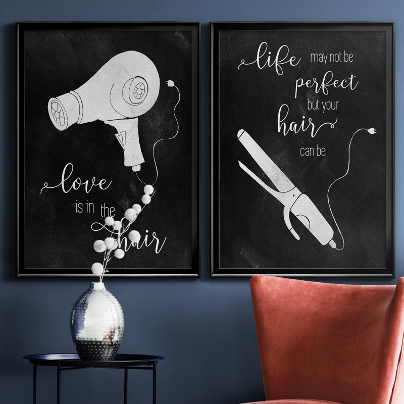 «Love the cheveux» - ensemble de 2 impressions, H 30,5 po x l 42,5 po x P 3 po, H 31,5 po x l 47 po x P 1,5 po, Pas de tapis