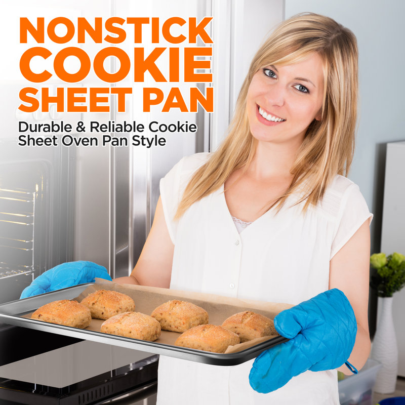 NutriChef Non-Stick Aluminum Baking Sheet with Cooling Rack