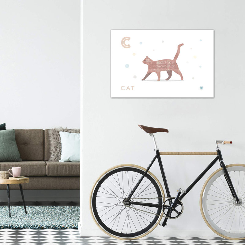 Chat - impression d'art graphique, H 40 po x l 60 po x 1,5 po, Pas de tapis, Toile tendue