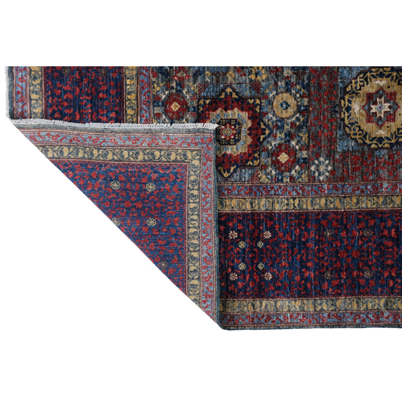 High-Quality Hand-Knotted Grey And Navy Area Rug