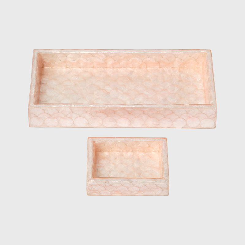 Capiz Shell Decorative Tray, Pink, Pink