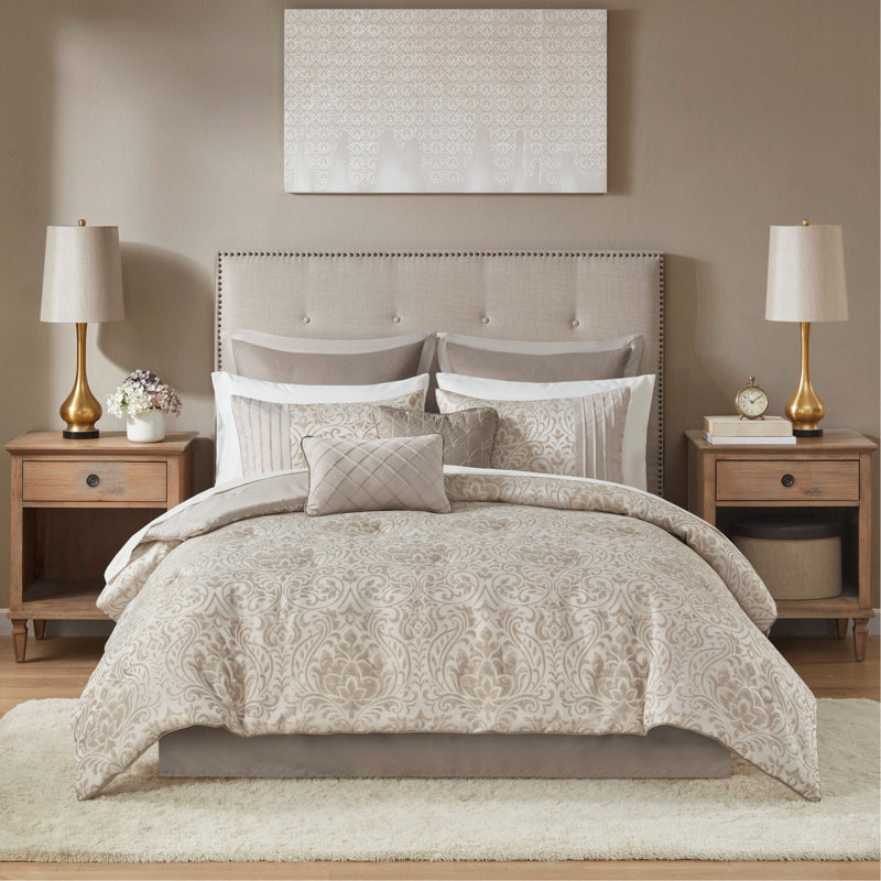Ensemble d'édredon 12 pièces avec draps kaki, Édredon pour grand lit + 11 pièces supplémentai