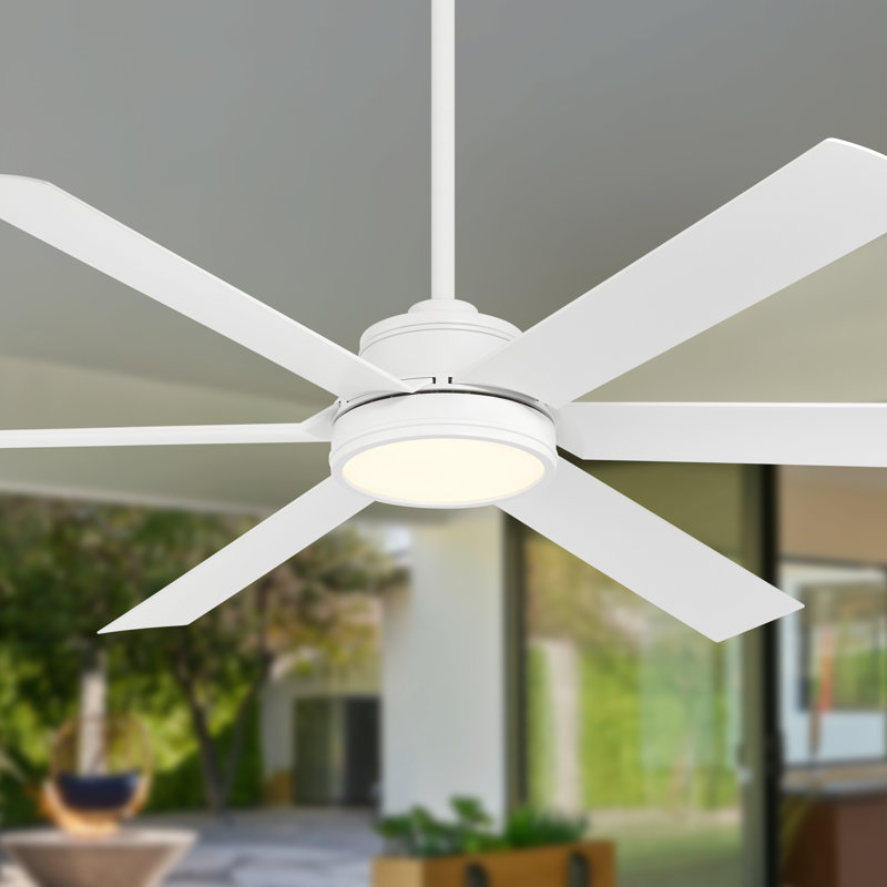 Cairo 65" Led Smart Indoor/outdoor Ceiling Fan, White, White
