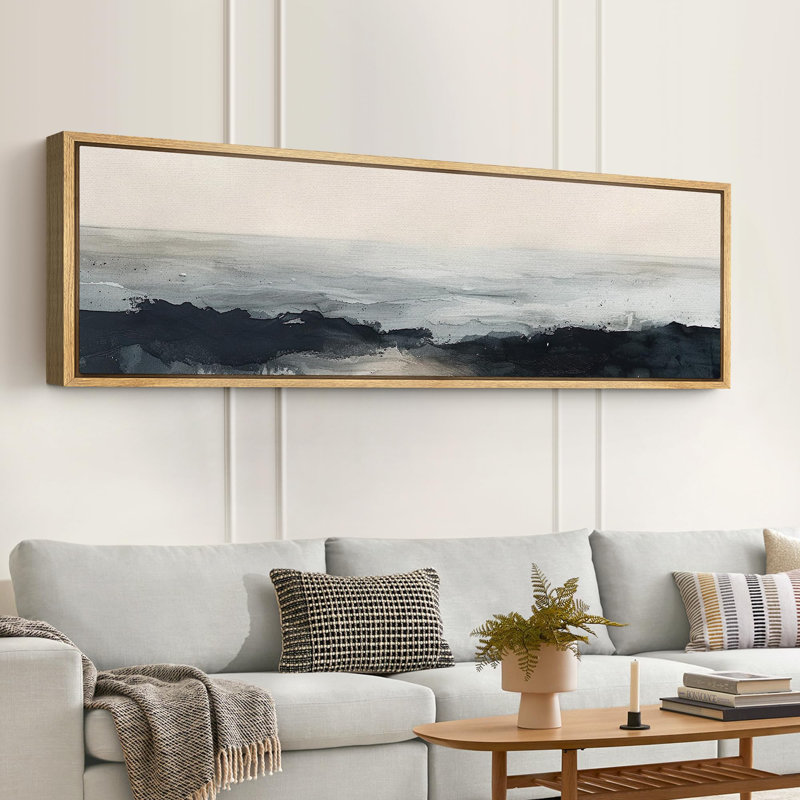 «Minimal Landscape Dynamic Blue Abstract Contemporary», reproduction d'art sur toile, H 20 po x l 60 po, Naturel