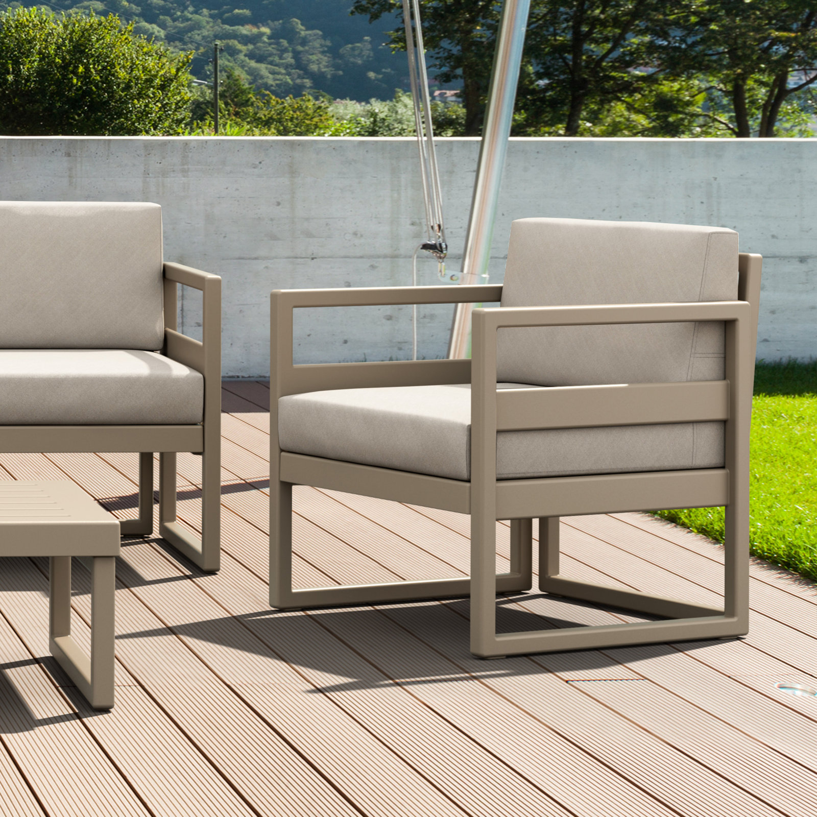 Lane Outdoor Lounge Chair, Taupe, Canvas Flax Sunbrella® Canvas