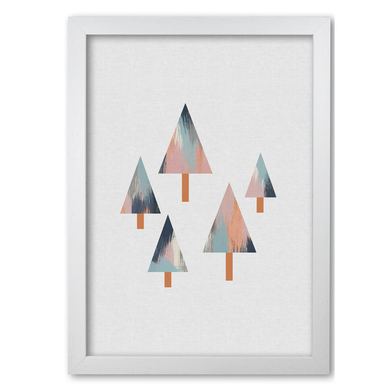 Pastel Trees - No Frame Print, 30 cm H x 21 cm W x 5 cm D, White Grain Frame