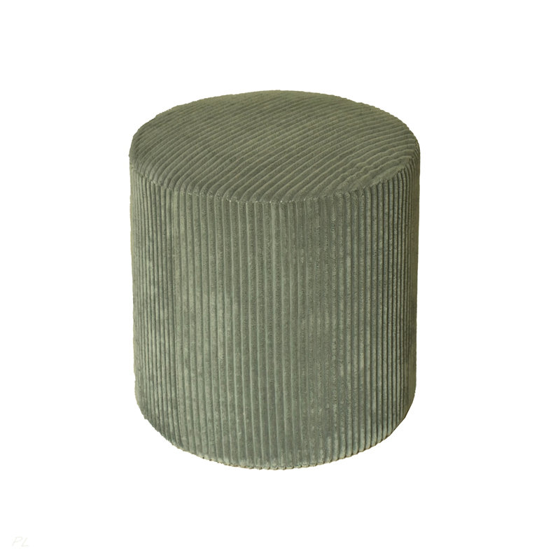 Corduroy Upholstery Full Compressed Ottoman, Dark Green