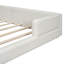 Grand lit plateforme tapissier avec 2 lampes de lecture, blanc