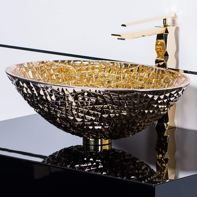 Diamante 20.8'' L Bathroom Sink, Gold