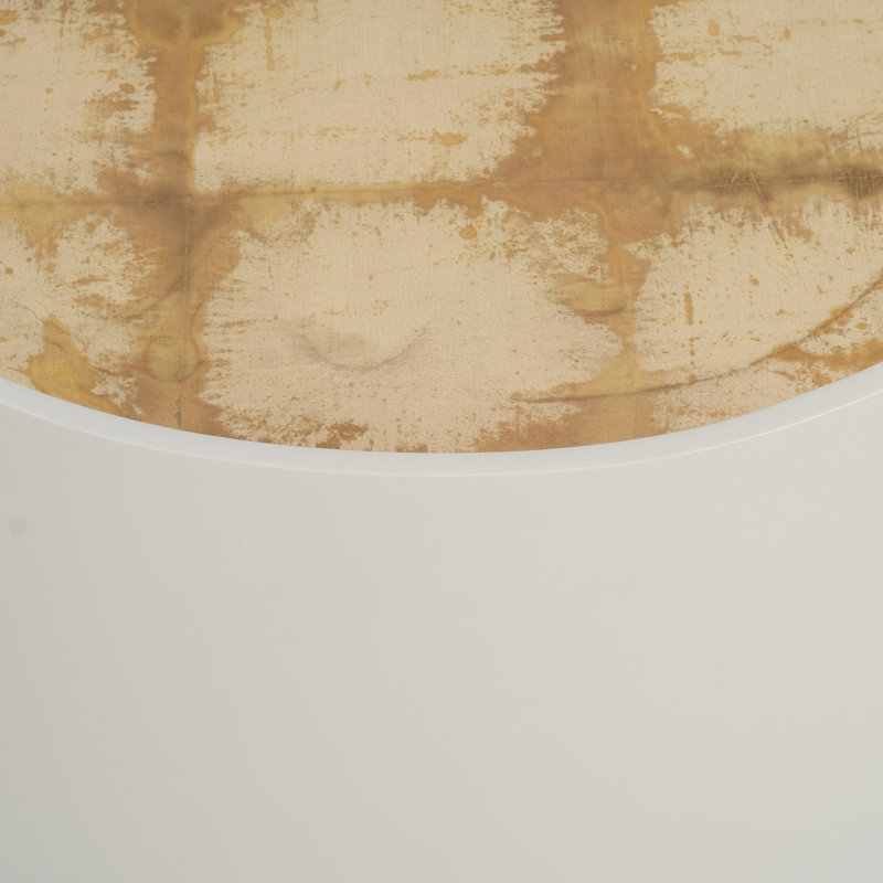 Table d'appoint en bois et verre avec design moderne et glamour rond, Blanc, H 21 po x L 24 po x l 24 po