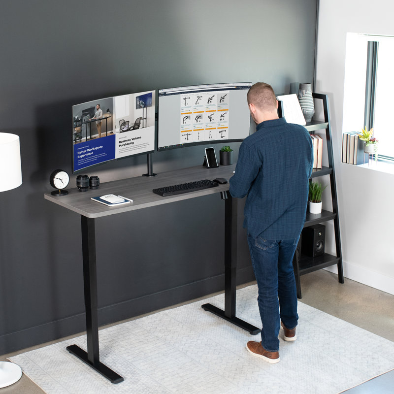 Dark Gray and Black Adjustable Height Electric Standing Desk
